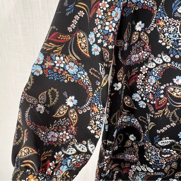 Wayf Floral Paisley Malone Boho Balloon Sleeve Mini Shift Dress Size L - Picture 9 of 16